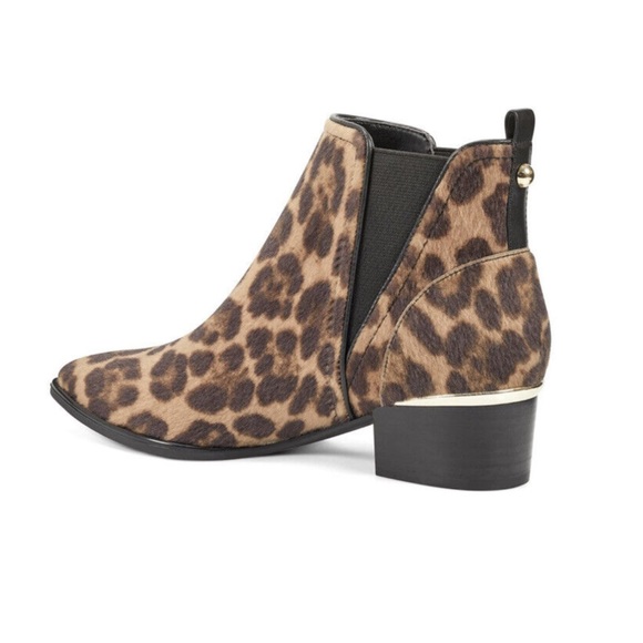 Nine West Harry Faux Calf Hair Chelsea Leopard Pointed Ankle Boots - BNWOB - Picture 3 of 15